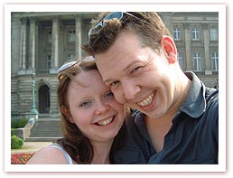 Image: Piers & Sherrie infront of the Kings residence