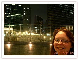 Image: Sherrie sat in a cafe within the Skyscrapers in Shiodome 